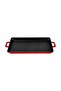 Casting Rectangular Grill Pan Cast Iron Solid Double Handled Dimension 26x45cm. - Red
