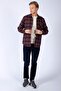 Argoses men's woven long sleeve shirt - burgundy/khaki