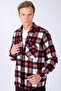 قميص ديفرو رجالي منسوج بأكمام طويلة منقوش باللون الأحمر والأسود - 2