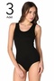 Women's Black 3-Pack Cotton Ribbed Wide Strap Bodysuit