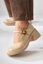 Mirka Beige Patent Leather Banded Women's Loafer Shoes - 8