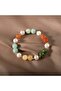 Pearl-Orange Aventurine-Amazonite-Jade-Calcite Natural Stone Silver Bracelet - 16-17cm - 2