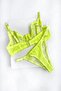 Neon Yellow Floral Embroidered Bra Set - 4