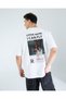 Oversize Unisex Printed T-Shirt Fly White
