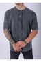 Unisex Lescho Embroidered Special Wash Oversize T-Shirt - 2