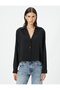 Long Sleeve Shirt V-Neck Textured Buttons - 3