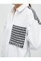 Shirt Houndstooth Tweed Double Fabric Detailed Applique Pocket Detailed Long Sleeve Cotton - 5