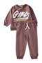Girls Printed Sweatshirt Set 2-10 Years Plum - 2