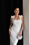 Lace-Lined Bow Strap Detailed Midi Length Premium Lace Dress - 4