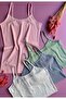 Libre Line |   4-Piece Pink, Green, Black and Blue Cotton Ribbed Thread Strap Tank-Blouse - 5