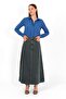 High Waist A-Line Denim Skirt Green - 4