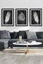 Flower Leaf Silver 3 Piece Black Wooden Framed Painting