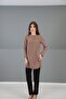 O-Neck Long Sleeve Blouse-Coffee - 3