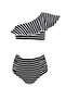 One Shoulder Striped Ruffle High Waist 50Uv Girls Bikini Set by Nessi Byrd