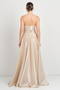 Women's Strapless Bodice Evening Dress with Deep Slit 7688 Champagne - 5