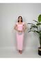 Special Design Collar Stone Detailed Slit Pink Promise Invitation Engagement Graduation Dress - 4
