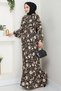 Shadow Flower Pattern Black Viscose Dress - 3