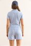Women's Blue Polo Neck Blouse Shorts Set Tkm-19000401 - 7