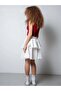 Girl's Poplin Layered Design Skirt with Elastic Waist - 3