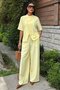 Judge Collar Cross Buttoned Plazzo Trousers Viscon Linen Suit 10209