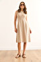 Women's Plain Stone Pocket Flared Dress Elb-19000480 - 2