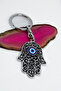 Black Evil Eye Hamse Fatima Mother Hand Metal Keychain, Gift Keychain - 2