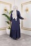 Women's Tie Detail Strawberry Fabric Navy Blue Dress - 6
