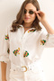Women's White Shawl Embroidery Detailed Oversize Ayrobin Shirt Gml-19001356 - 6