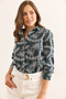 Women's Emerald Green Geometric Fisto Detailed Shirt Gml-19001324 - 3