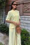 Judge Collar Cross Buttoned Plazzo Trousers Viscon Linen Suit 10209 - 3