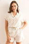 Women's Gold Polka Dot Bat Viscose Shirt Gml-19000617 - 2