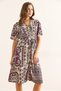 Women Ethnic Purple V Neck Belted Woven Mini Shirt Dress Elb-19002380 - 3