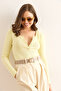 Women's Light Yellow Patched Camisole Blouse Blz-19000588 - 3