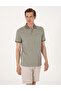 Khaki Regular Fit Buttoned Polo Collar T-Shirt 50306862-Vr027 - 3