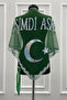She's Now Soldier Shawl, Green Triangle Henna Shoulder Cover with Crescent and Star Sequins - 2