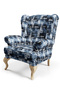Modern Sofa Fabric with Dark Blue Written Digital Print. Cotton Lining Seating Fabric - 4