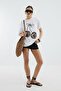 Women's 100% Cotton Oversize White T-Shirt – Leopard Pattern Cherry Printed - 3