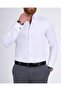 Italian Style Slim Fit Stand Collar Double Cuff Men's Shirt White T11956 - 4