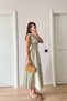 Pinterest-like wide A-line skirt fitted at the waist midi designer chic summer short-sleeve long draped dress - 2