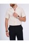 Italian Style Slim Fit Knitted Texture Short Sleeve Men Shirt Ecru T13629 - 4