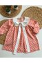 Vintage Children's Dress Salmon Polka Dot - 5