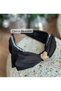 Luxury Design Matte Satin Tiered Bow with Crystal Stone Brooch Gathered Wide Crown Women's Tiara Black - 7