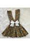 Girl's Grass Green Flowered Ruffle Strap Salopet Dress (Made from 100% Cotton Fabric.)
