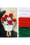 150 Pieces of Red, White, Dark Green Colored Chenille, Flower Making Kit, Fuzzy Wire, 30 Cm, Plush Wire
