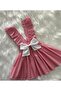 Girl's Red Porky White Bow Ruffle Strap Salopet Dress (100% Cotton Fabric) - 5
