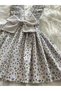 Girl's White Butterfly Bow Ruffle Strap Salopet Dress (Made from 100% Cotton Fabric.) - 3