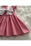 Girl's Red Porky White Bow Ruffle Strap Salopet Dress (100% Cotton Fabric) - 9