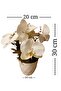 White Orchid Flower Stylish Decorative Artificial Flower in a 5-Candle Diamond Patterned Pot - 4