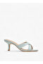 Women's Textured Cross Strap Slip-on Sandals with Kitten Heels - 3