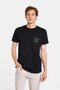 Men's Slim Fit Slim Fit 100% Cotton Soft Texture Printed Black Crew Neck T-Shirt - 4